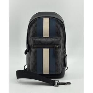 Coach West Pack In Signature Canvas With Varsity Stripe